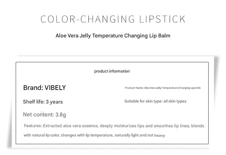 VIBELY 7 Color Mood Changing Lip Balm Natural Aloe Vera Long Lasting Moisturizing Lipstick for Women Color-Shifting Makeup
