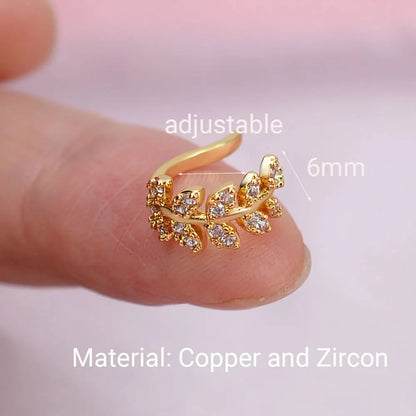 1Pc Fashion Geometry Crystal CZ  Leaf Clip Earring For Women Without Piercing Punk Vintage Star Ear Cuff Wrap Adjustable Jewelry
