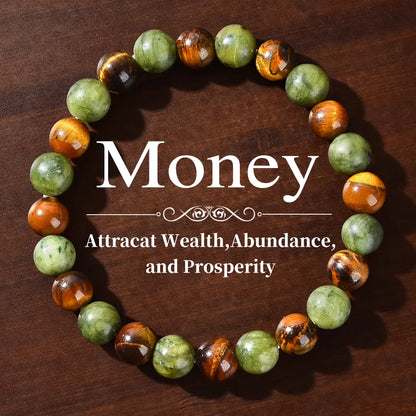 Natural Stone Symbolic Beaded Bracelet Women Men Anxiety Relief Protection Money Spiritual Inner Self-Love Jewelry