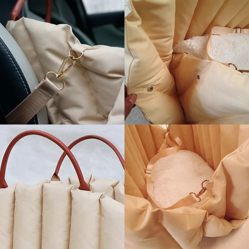 Portable Pet Dog Bag for Travel Luxury Handbag Winter Warm Removable Portable Outdoor Travel Safety Seat Bag Cat supplies