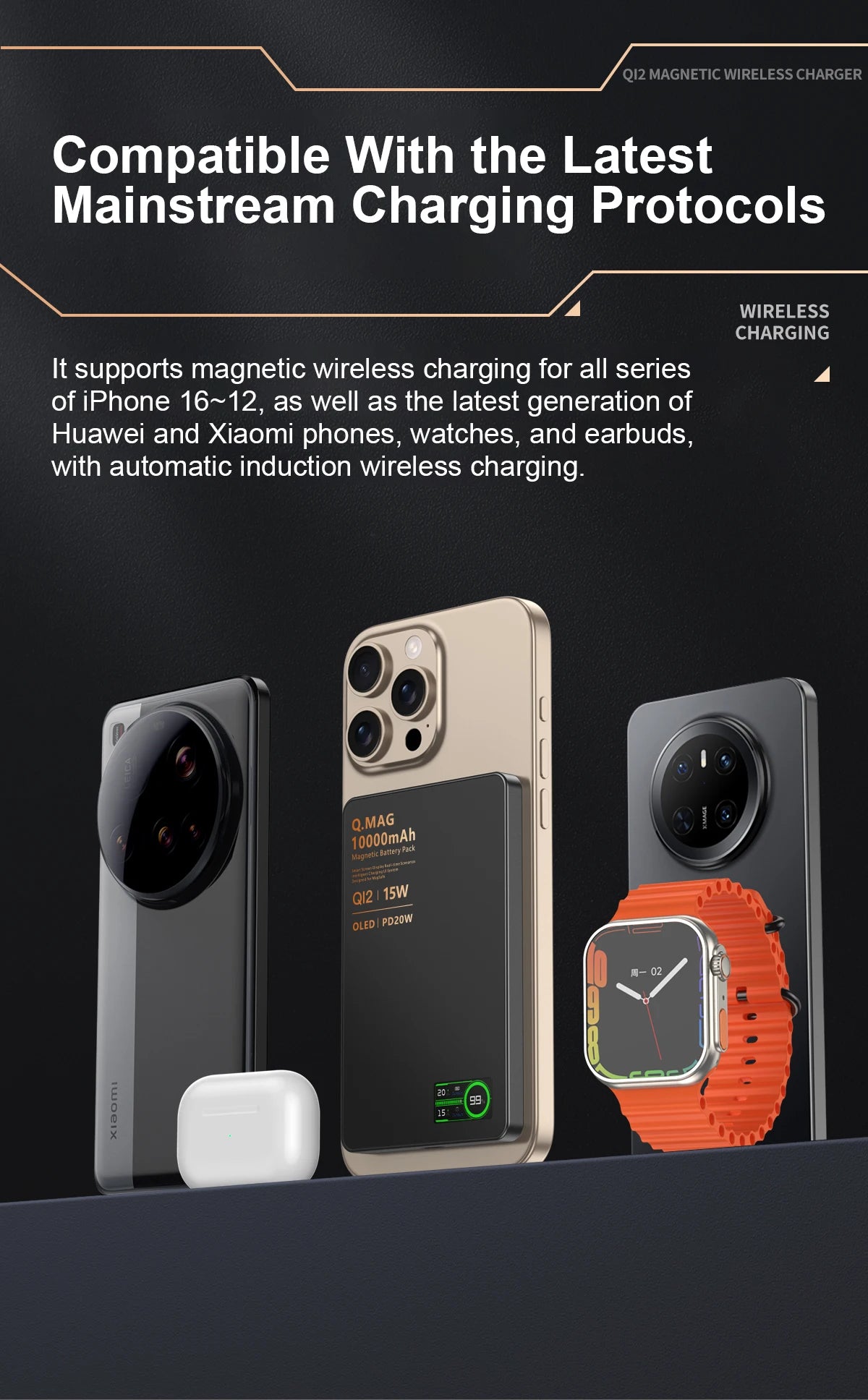 10000mAh Magnetic 3 in 1 Wireless Power Bank 20W USB C Fast Charging External Battery for iPhone 17 16 15 14 Airpods Apple Watch