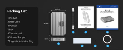 Acasis Magnetic M.2 NVMe SSD Enclosure 10Gbps USB C Docking Station with Cooling Fan HDMI 4K60HZ SD/TF PD 100W for iPhone 17 16