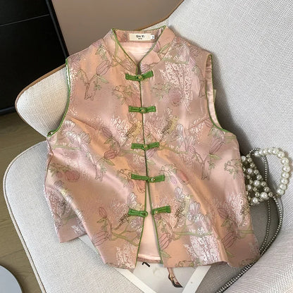 Thin Streetwear Casual Vintage Quality Chinese Ethnic Style Jacket Vests for Women Clothing Coats Fashion Clothes Embroidery