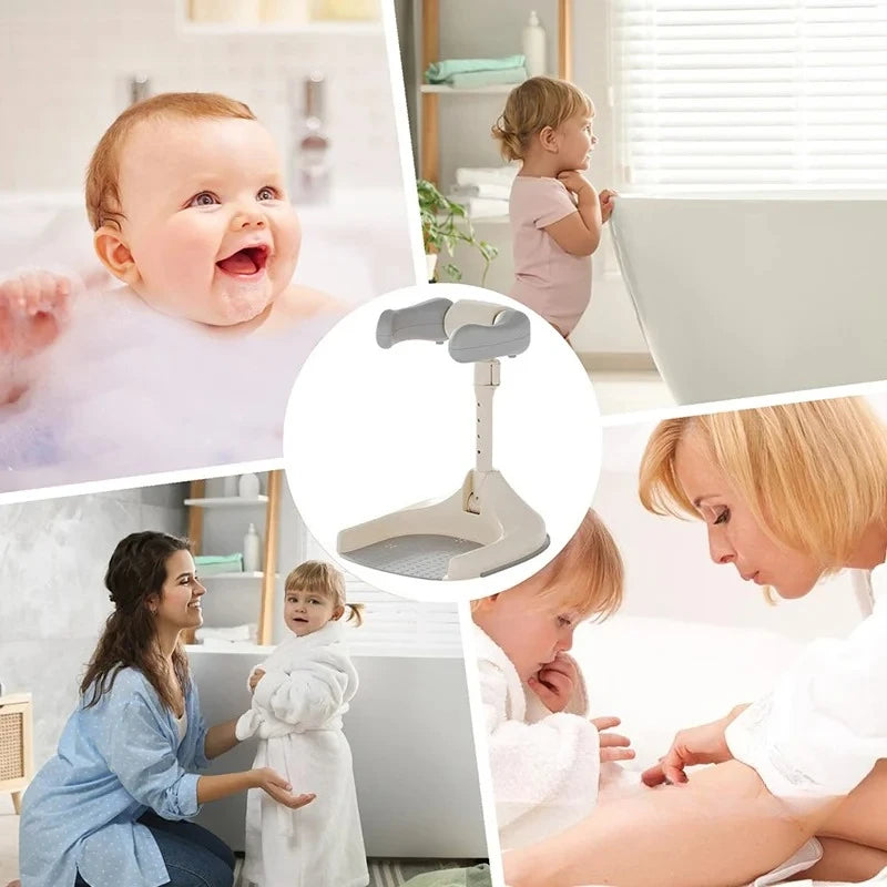 Adjustable Baby Shower Rack - Foldable Anti-Slip Bath Caddy for Infants, Secure Bathtub Organizer with Drainage Holes