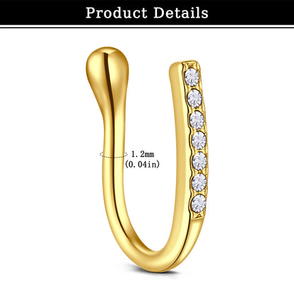 1Pcs Stainless Steel Nose Ring Hoop C Shape Septum Rings Non Piercing Ear Clip Earring Fake Nose RingsWomen Piercing Jewelry