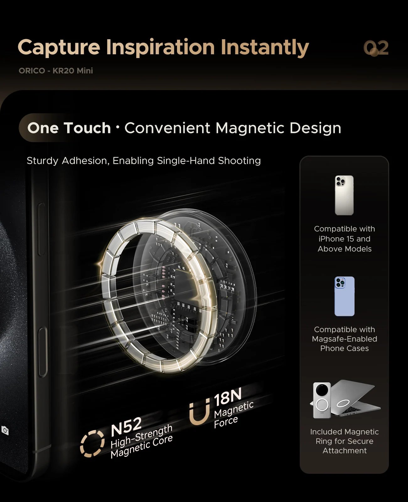 ORICO KR20Mini Magnetic External SSD for iPhone 17 16 15 Pro/Max ProRes 2000MB/s 4K ProRes HDR Record and Store