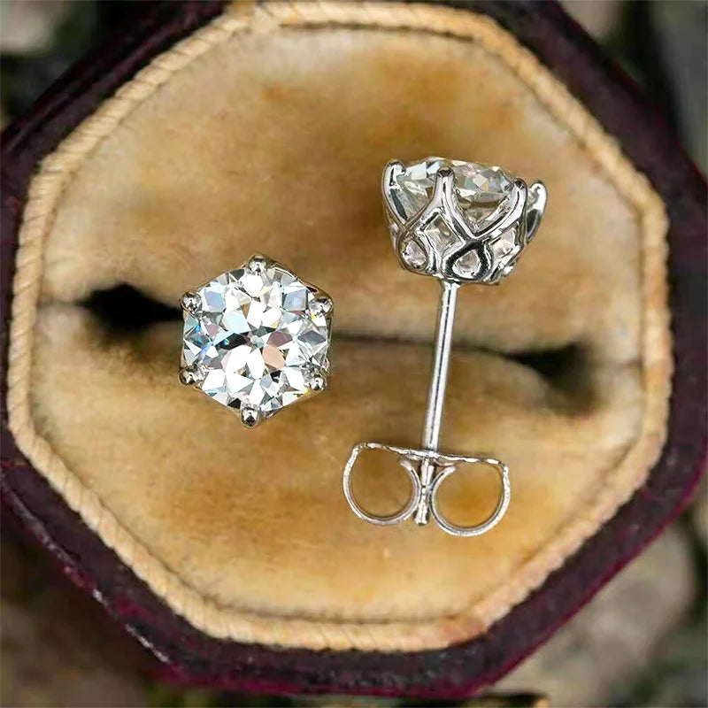 Moissanite Earrings for Women Pass Diamond Test Pen 100%  With Certificate Ear Studs 925 Sterling Silver Fine Jewelry