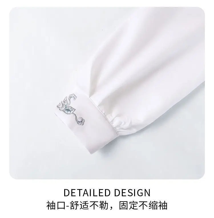 Chinese Style Standing Collar Long Sleeved Shirt for Early Spring Style with Embroidered Chinese Style Women's Clothing Inside