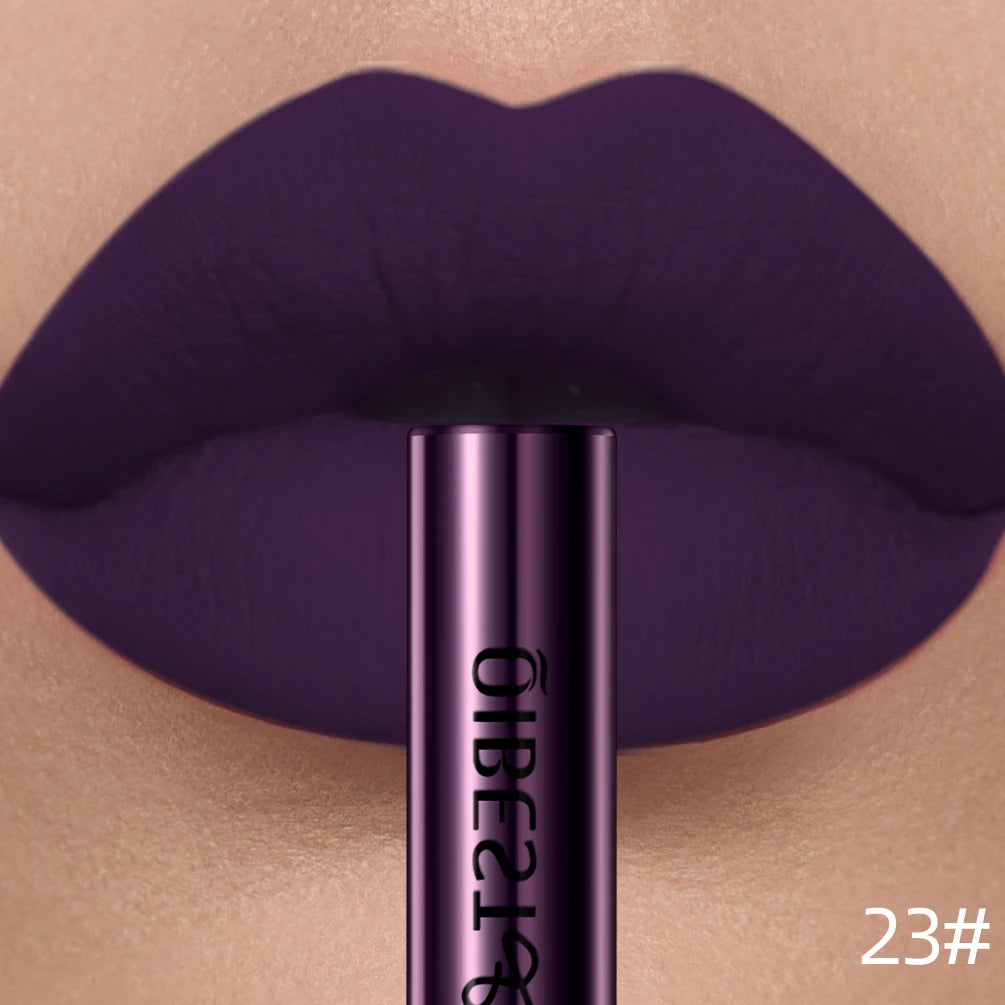 QIBEST Matte Liquid Lipstick Waterproof Long Lasting Velvet Lip Gloss Tint Tube Matte Nude Pigment Red Lipgloss Lips Makeup