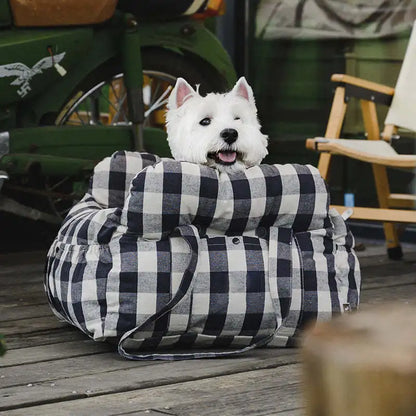 Car Dog Bed Safety Seat, Portable Pet Carrier with Seatbelt, Soft Cushion for Small Medium Dogs, Non-Slip Car Travel Accessories