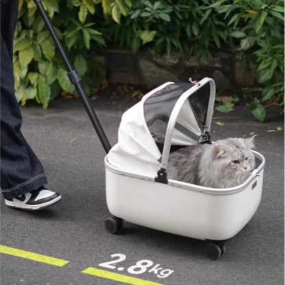Lightweight Pet Travel Carrier Large Capacity Cat Backpack Shock-Absorbent Rolling Dog Trolley Adjustable Handle Pet Stroller