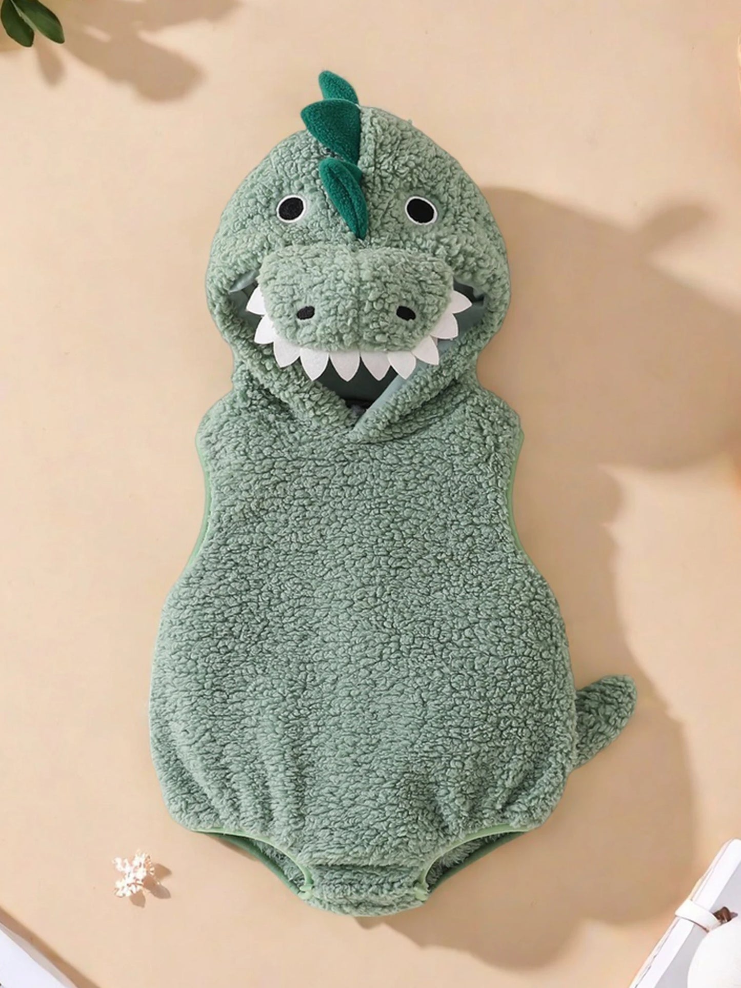 Halloween Newborn Baby Dinosaur Plush Overall Costume Sleeveless Cartoon Dinosaur Hooded Romper Party Funny Clothes Cosplay