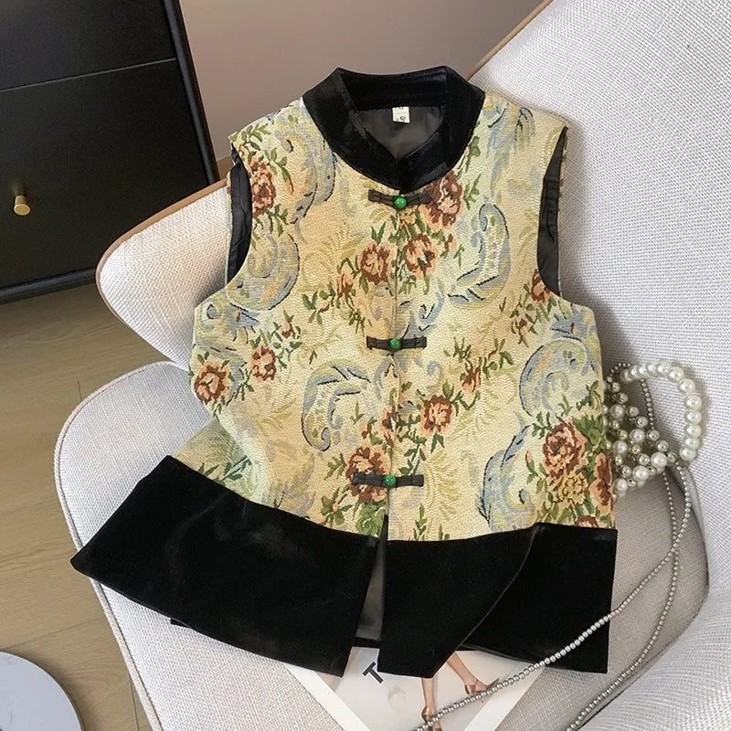 Thin Streetwear Casual Vintage Quality Chinese Ethnic Style Jacket Vests for Women Clothing Coats Fashion Clothes Embroidery