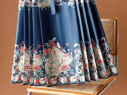 Vintage Maxi Chinese Style Horse Face Skirts for Women Saia One-piece Long Hanfu Pleated Skirt Woman Clothing Faldas Harajuku