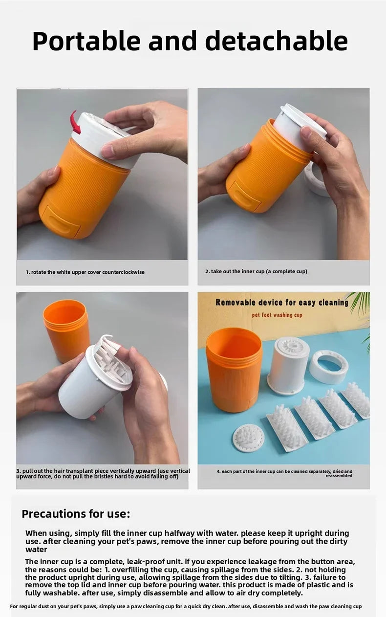 Pet Foot Washing Cup for Cat Dog Clean Grooming Artifact with Soft Silicone Brush Portable Semi Automatic Dogs Cleaning Supplies