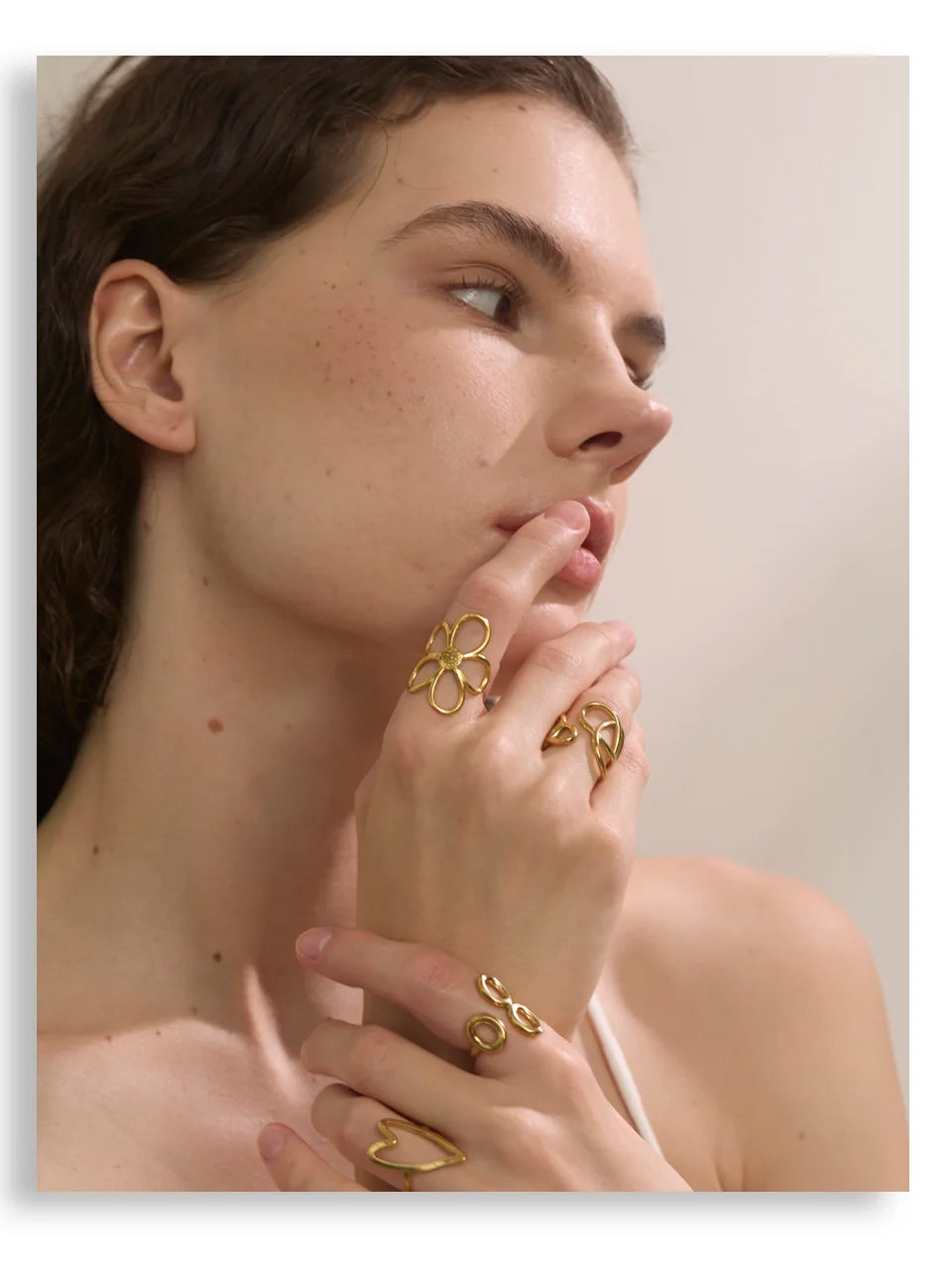 Yhpup Trendy Stainless Steel Metal Flower Adjustable Fashion Finger Ring Rust Proof Attractive Daily Jewelry Accessories Gift