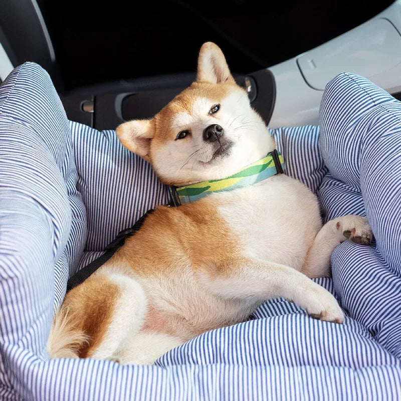 Car Dog Bed Safety Seat, Portable Pet Carrier with Seatbelt, Soft Cushion for Small Medium Dogs, Non-Slip Car Travel Accessories