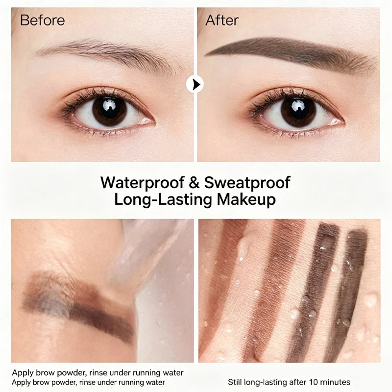 2 Color Eyebrow Powder Stamp Kit Quick Make Up Perfect Brow Shape Reusable Eyebrow Seal Stamp Brow Stencil Powder Palette