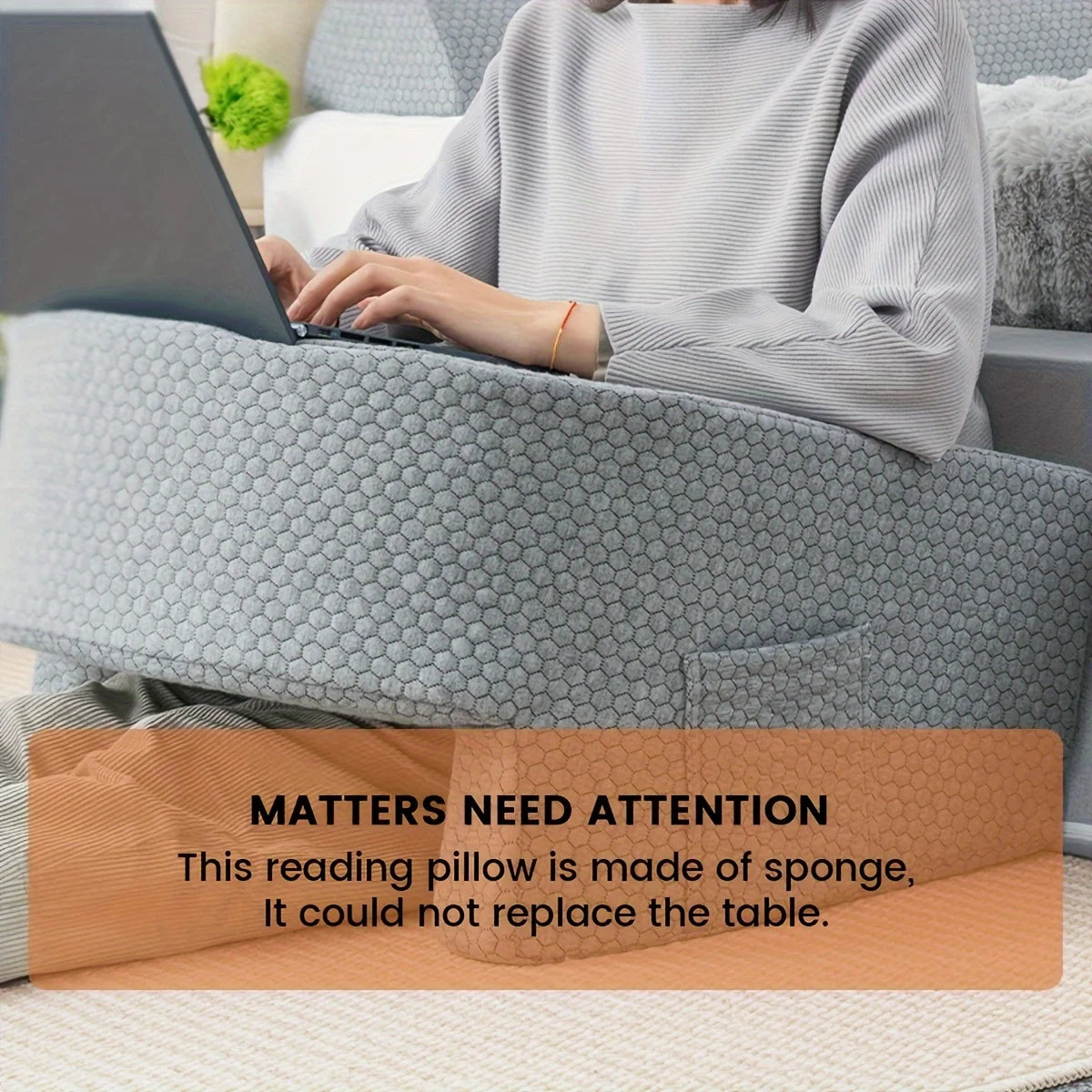 Reading Pillow for Gaming, Extra Large Arm Rest Pillow for Adult, Memory Foam Bed Rest Pillow for Reading, Working,with Rem，1 PC