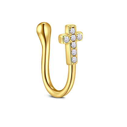 1Pcs Stainless Steel Nose Ring Hoop C Shape Septum Rings Non Piercing Ear Clip Earring Fake Nose RingsWomen Piercing Jewelry