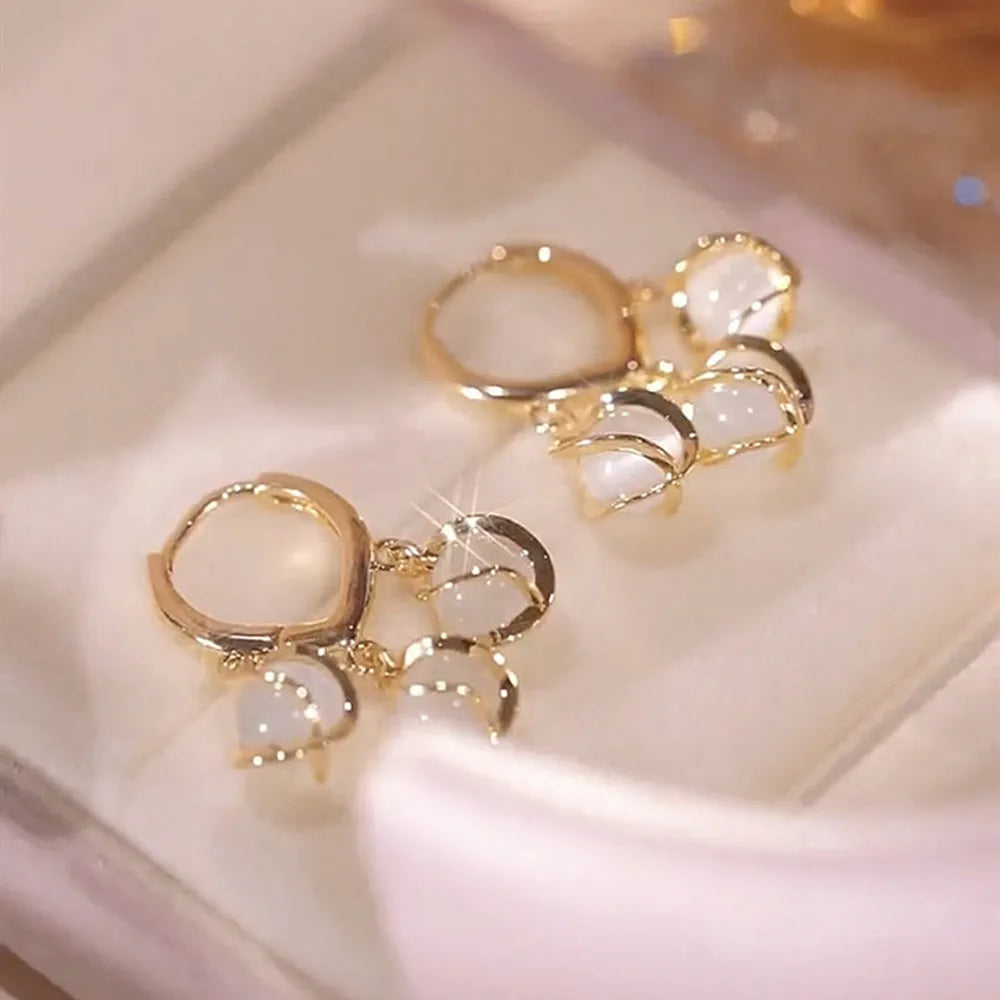 New Trend Simulation Pearl Long Earrings Women's Flower Rhinestone Wedding Pendant Earrings Fashion Korean Jewelry Earrings