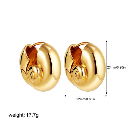Vintage Stainless Steel Gold Plated Texture Snail Conch Shell Earrings for Women CZ Zircon Starfish Earring Beach Jewelry Gifts