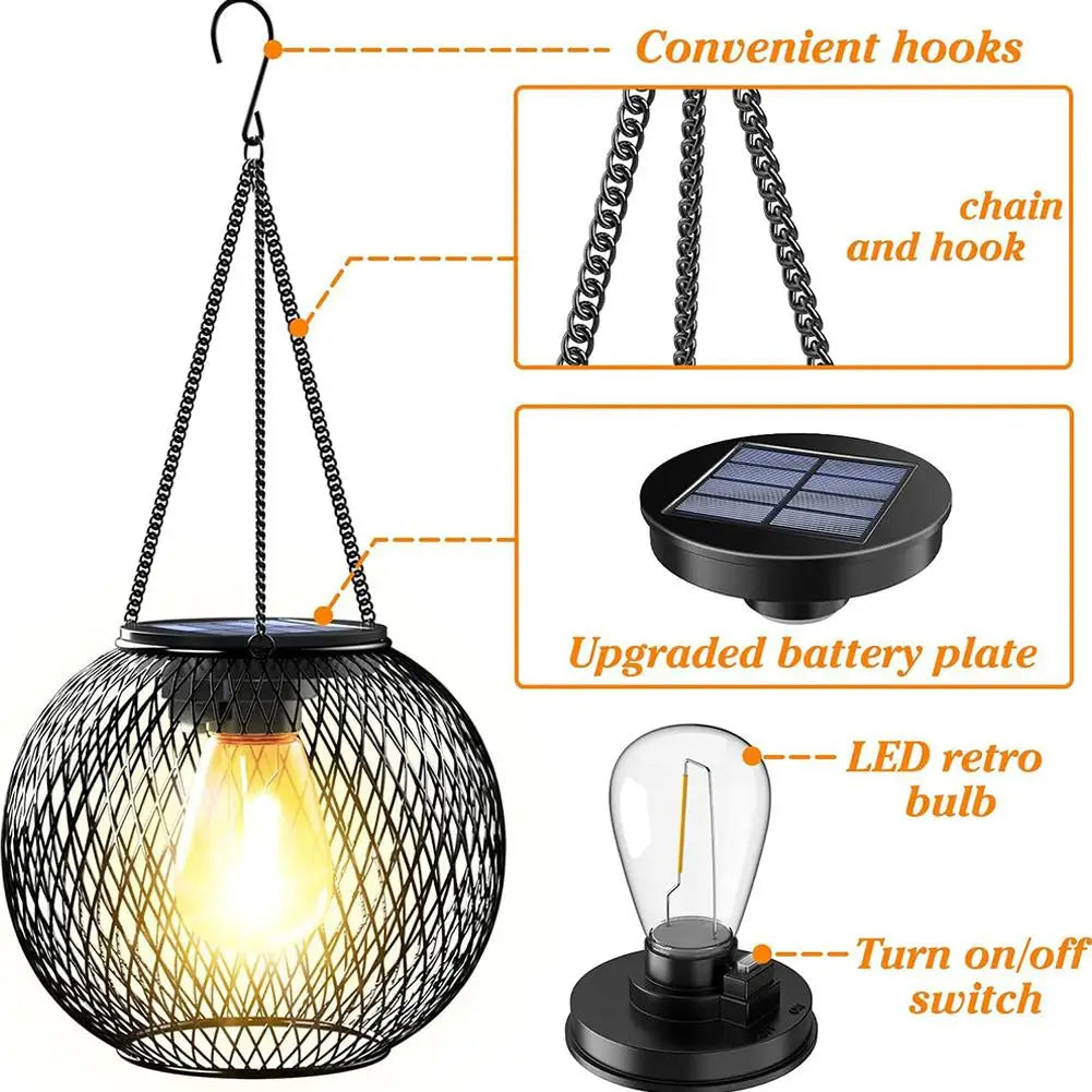 Outdoor Camping Solar Lights for Outside Decorative Solar Lantern Outdoor Hanging Lights Waterproof Solar Lanterns Garden Decor