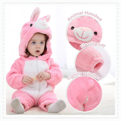 MICHLEY Carniva Baby Rompers Winter Clothes Flannel Hooded Bodysuits Pajamas Animals Overall Jumpsuit For Girls Boys Kids