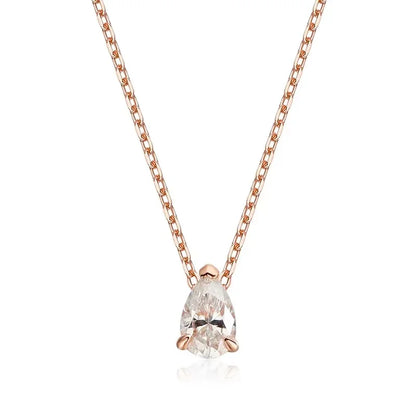 Smyoue Certified 1CT 2CT Pear Cut D VVS1 Moissanite Necklace for Women 18k Gold Plated Jewelry 100%  Sterling Silver 925 Pendant