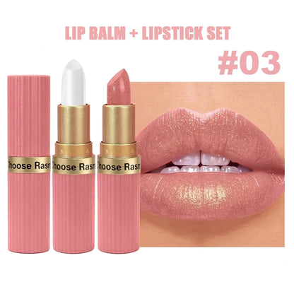 Pearlescent Pink Glitter Velvet Lipstick Metallic Waterproof Long Lasting Matte Shimmer Diamond Lipstick Women Makeup Cosmetic