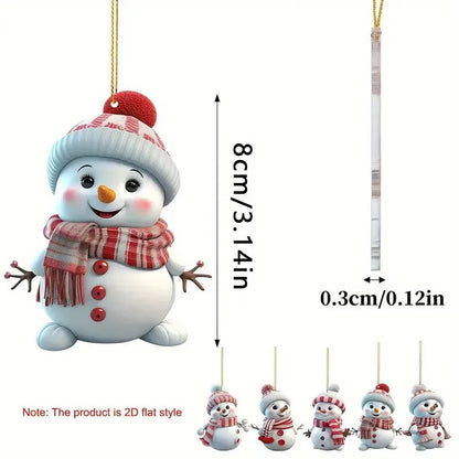 5pcs, Acrylic Snowman Ornaments, 2D Christmas Tree Hanging Decorations, Seasonal Decor for Christmas, Halloween, Thanksgiving