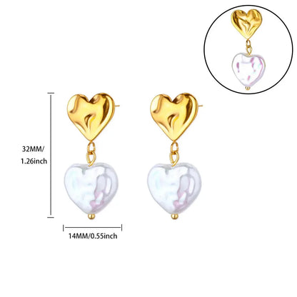 Hollow Zircon Heart Earrings For Women Stainless Steel Gold Color Heart Earring Luxury Wedding Couple Jewelry Gift Free Shipping