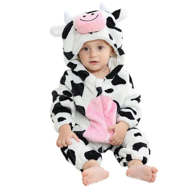 MICHLEY Carniva Baby Rompers Winter Clothes Flannel Hooded Bodysuits Pajamas Animals Overall Jumpsuit For Girls Boys Kids