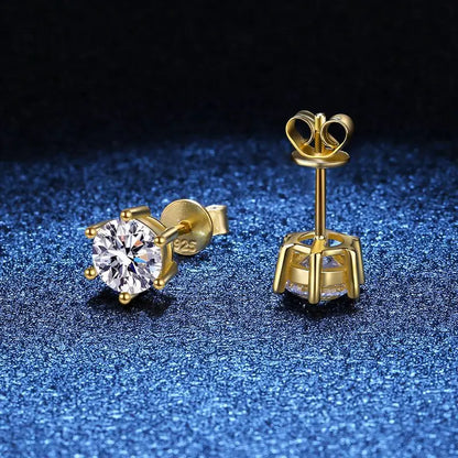 Moissanite Earrings for Women Pass Diamond Test Pen 100%  With Certificate Ear Studs 925 Sterling Silver Fine Jewelry