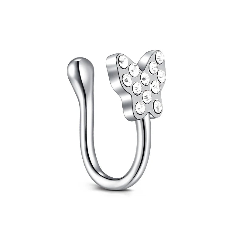 1Pcs Stainless Steel Nose Ring Hoop C Shape Septum Rings Non Piercing Ear Clip Earring Fake Nose RingsWomen Piercing Jewelry