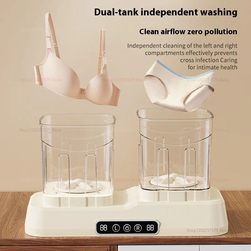 Portable Double-Cup Sock Washing Machine Small Underwear Washing Machine For Home Dormitories Compact No Installation Required