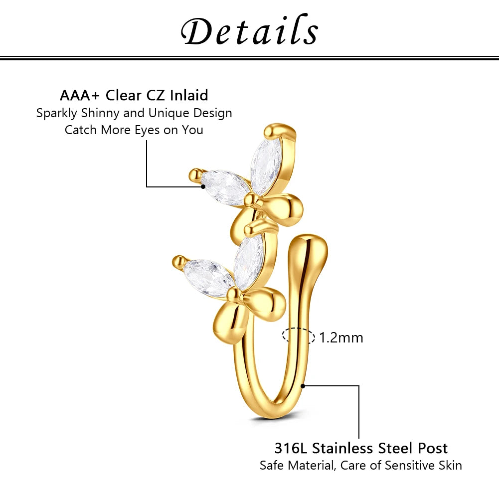 1Pcs Stainless Steel Nose Ring Hoop C Shape Septum Rings Non Piercing Ear Clip Earring Fake Nose RingsWomen Piercing Jewelry