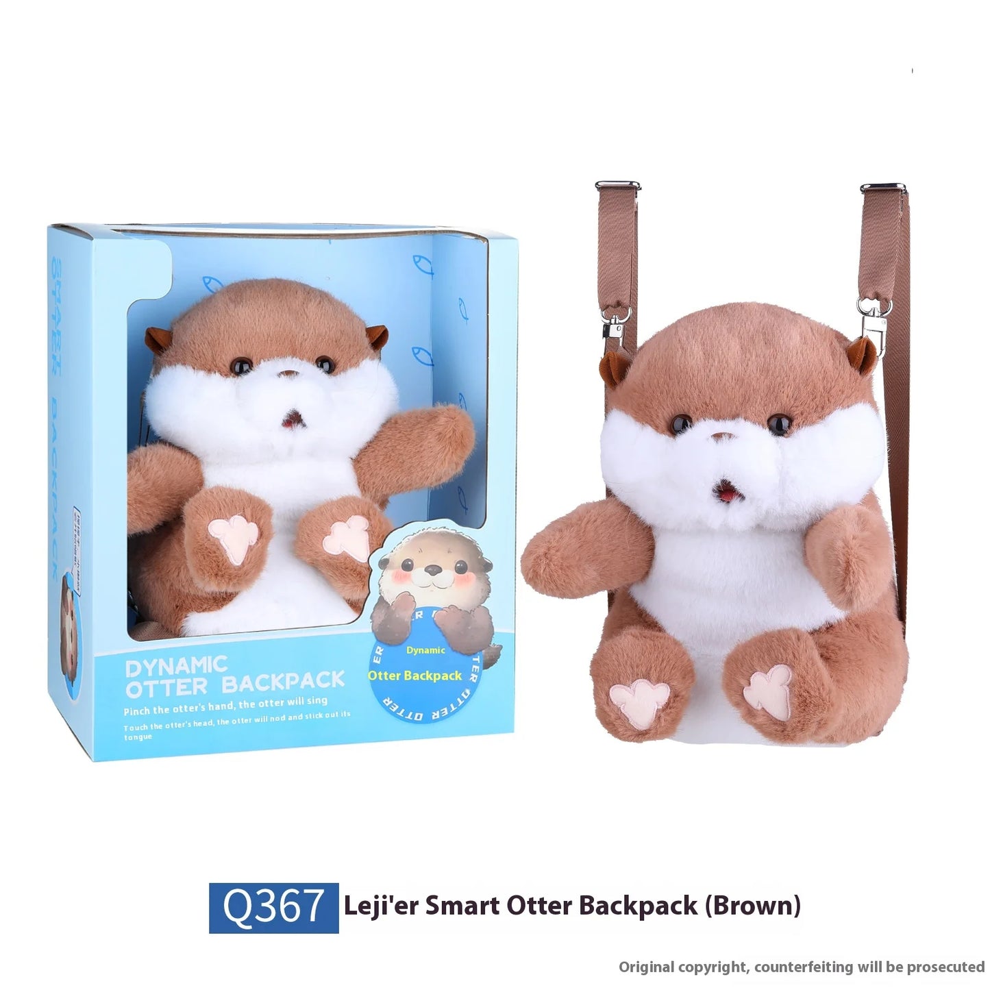 Cute Little Animal Cartoon Backpack Otter Backpack Intelligent Plush Toys Can Sing Stick Out Your Tongue A Birthday Present
