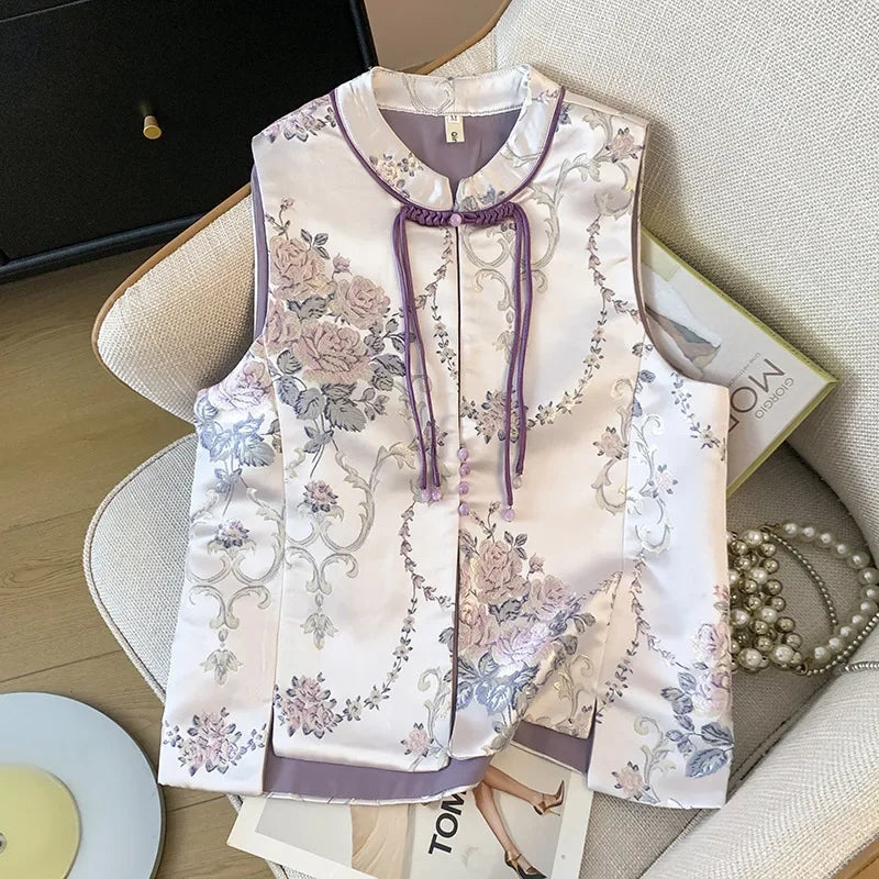 Thin Streetwear Casual Vintage Quality Chinese Ethnic Style Jacket Vests for Women Clothing Coats Fashion Clothes Embroidery