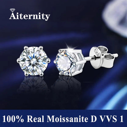 Moissanite Earrings for Women Pass Diamond Test Pen 100%  With Certificate Ear Studs 925 Sterling Silver Fine Jewelry