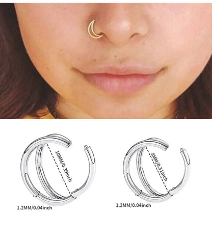 Nose Rings Hoops Double Septum Rings Cartilage Hoop Earring Piercing Nariz Open Stacked Hoop Nose Rings for Women and Men