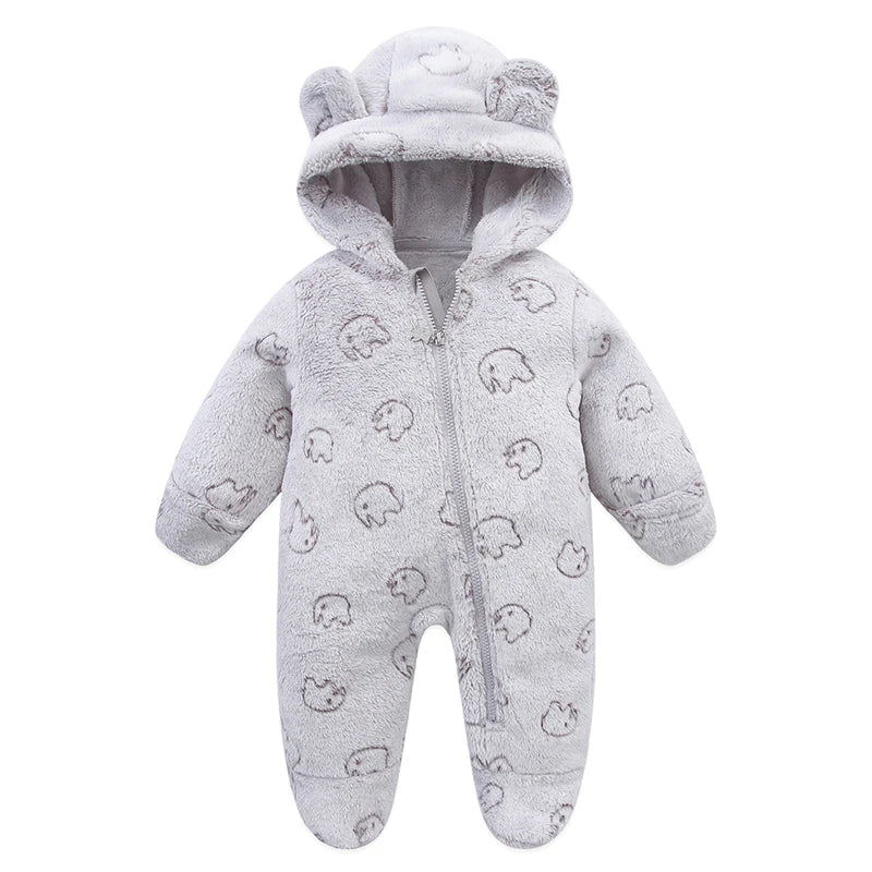 Newborn Baby Flannel Rompers Soft Warm Autumn Winter Bodysuit for Boys & Girls Cartoon Print Jumpsuit 0-19M Newborn Baby Clothes