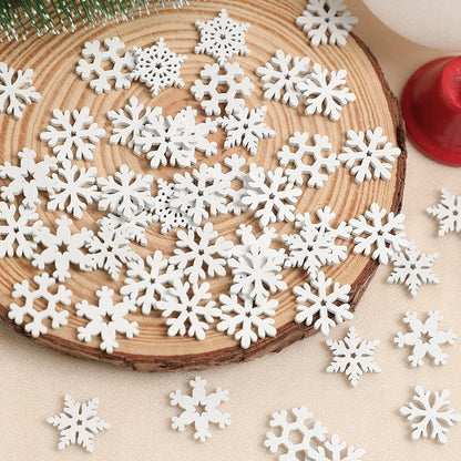 50/100PCS Wooden Snowflakes For Christmas, DIY Ornaments, Home Room Decor, Perfect For Craft Projects And Tree Decoration