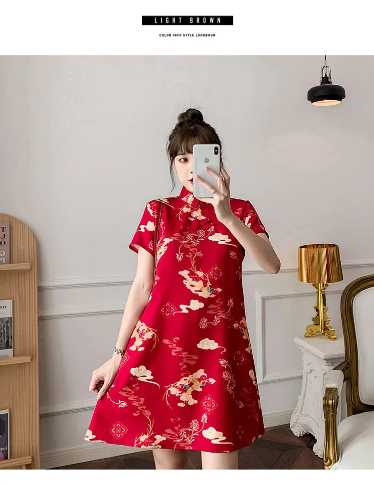 Chinese Traditional Dress Qipao for Women Fashion Vintage Lace Cheongsam Vestidos Autumn Sexy Elegant Party Wedding Clothing