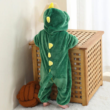 MICHLEY Carniva Baby Rompers Winter Clothes Flannel Hooded Bodysuits Pajamas Animals Overall Jumpsuit For Girls Boys Kids