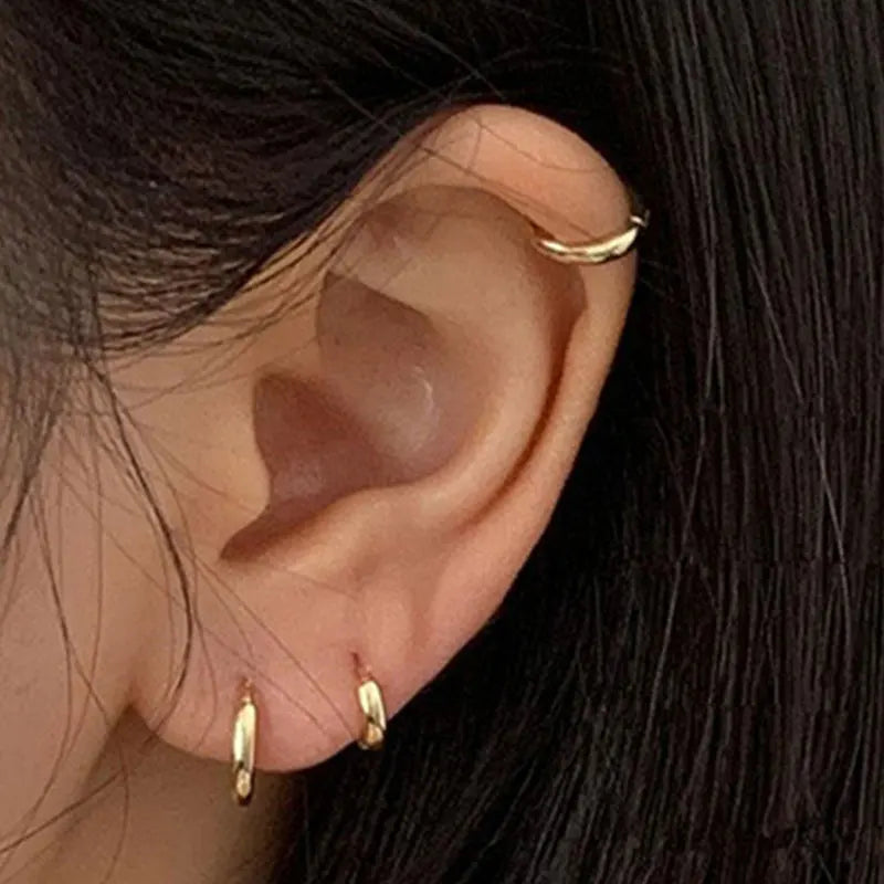 1Pc Fashion Geometry Crystal CZ  Leaf Clip Earring For Women Without Piercing Punk Vintage Star Ear Cuff Wrap Adjustable Jewelry