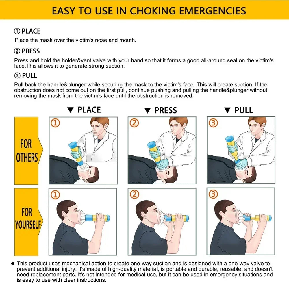 Auto First Aid Choking Rescue Device Travel Home CPR Choking Emergency Device Adult Children Portable Asphyxia Rescue Machine