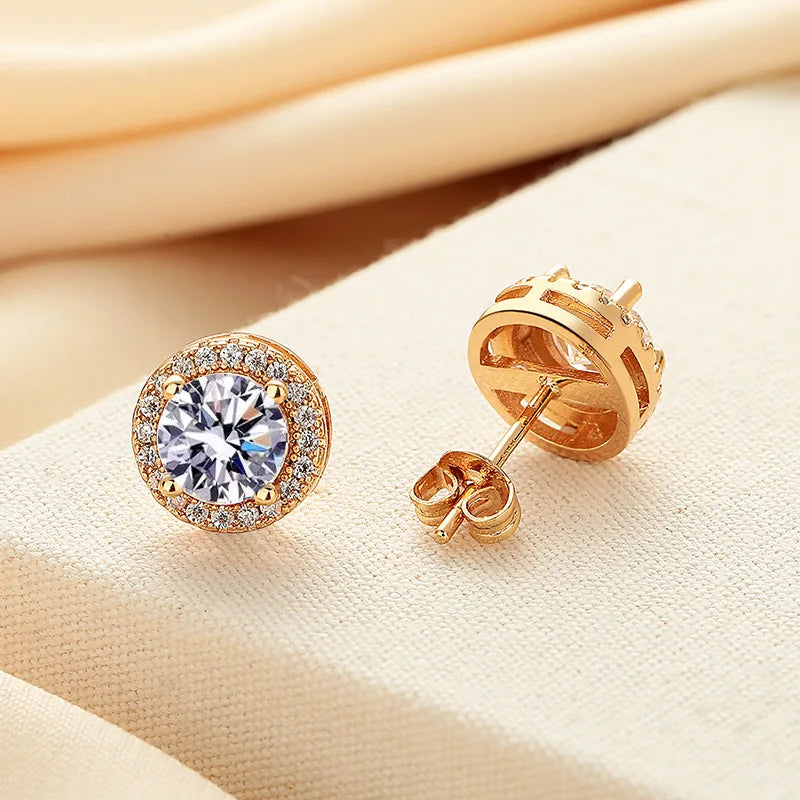 Moissanite Earrings for Women Pass Diamond Test Pen 100%  With Certificate Ear Studs 925 Sterling Silver Fine Jewelry