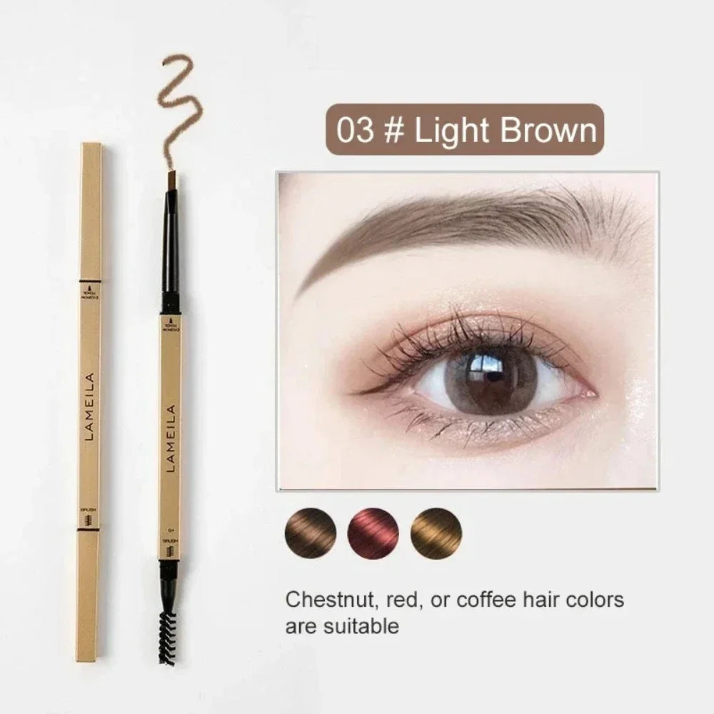 5 Colors With Brush Double Head Eyebrow Pencil Waterproof Smooth Eyebrow Stick Sweatproof Eyebrow Gel Tattoo Pencil Cosmetics
