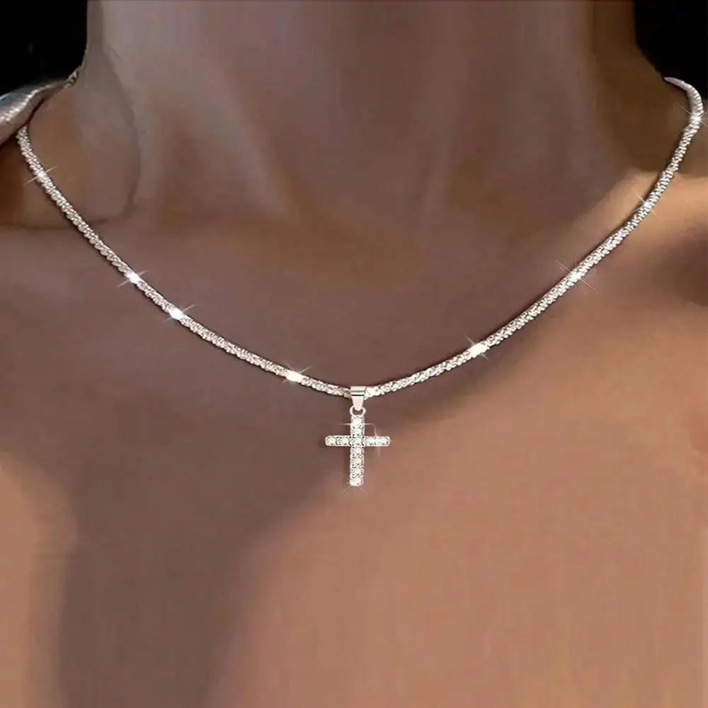 Korean Sparkling Starry Zircon Pendant Necklace For Women Jewelry 2026 Trending New Fashion Women's Silver Color Necklaces